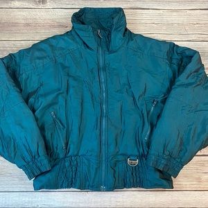 Vintage Hot Music Puffer Bomber Ski Jacket Coat Teal Women’s Size XL.